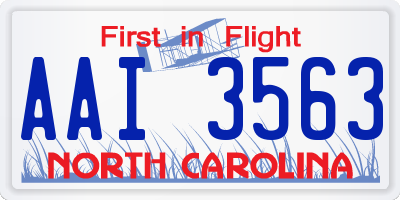 NC license plate AAI3563