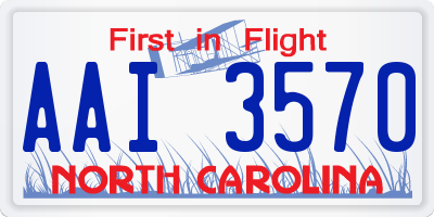 NC license plate AAI3570