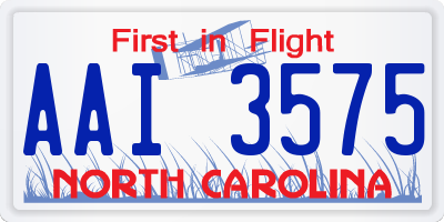 NC license plate AAI3575