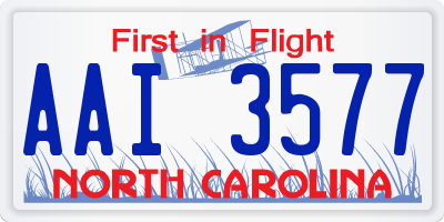 NC license plate AAI3577