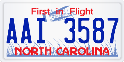 NC license plate AAI3587