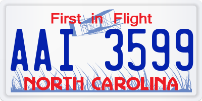 NC license plate AAI3599