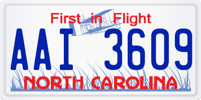 NC license plate AAI3609