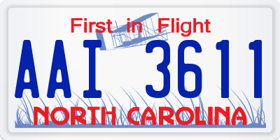 NC license plate AAI3611
