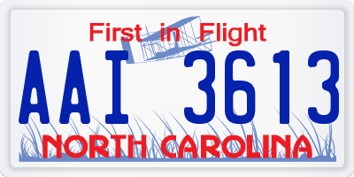 NC license plate AAI3613