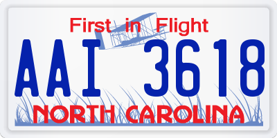 NC license plate AAI3618
