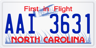 NC license plate AAI3631