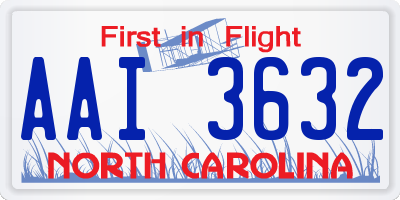 NC license plate AAI3632