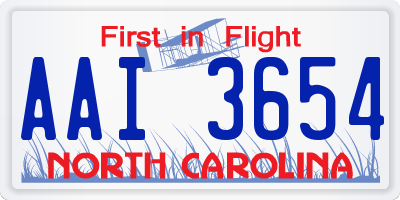 NC license plate AAI3654