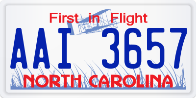 NC license plate AAI3657