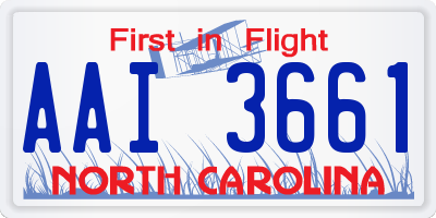 NC license plate AAI3661