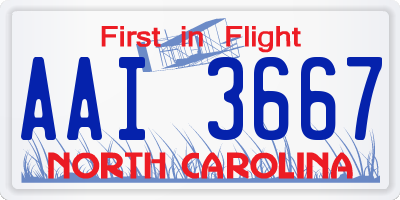 NC license plate AAI3667