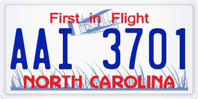NC license plate AAI3701