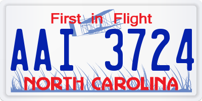 NC license plate AAI3724