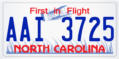 NC license plate AAI3725