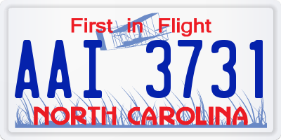 NC license plate AAI3731
