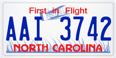 NC license plate AAI3742