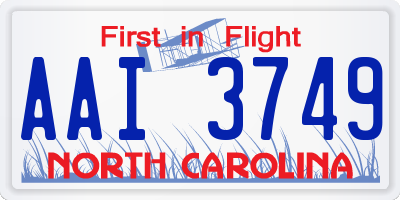 NC license plate AAI3749