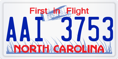 NC license plate AAI3753