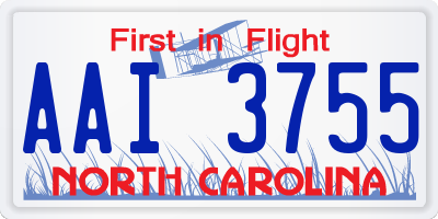 NC license plate AAI3755
