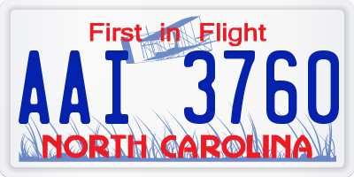 NC license plate AAI3760