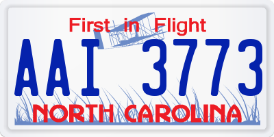 NC license plate AAI3773