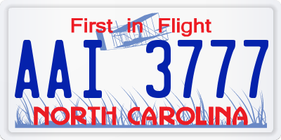 NC license plate AAI3777
