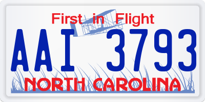NC license plate AAI3793