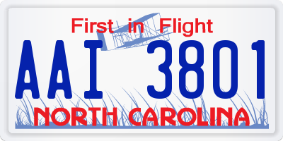 NC license plate AAI3801