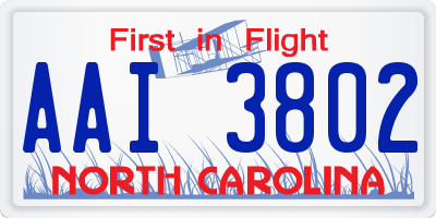 NC license plate AAI3802