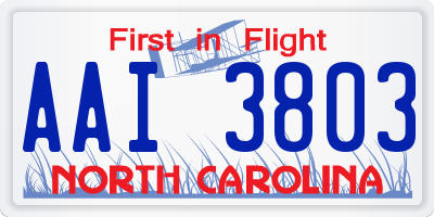 NC license plate AAI3803
