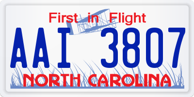 NC license plate AAI3807