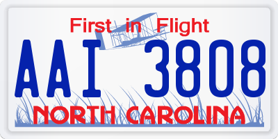 NC license plate AAI3808