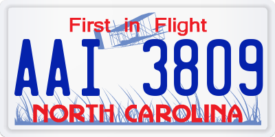 NC license plate AAI3809