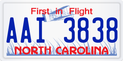 NC license plate AAI3838