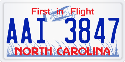 NC license plate AAI3847