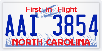 NC license plate AAI3854