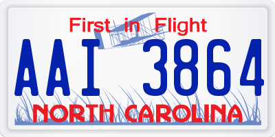 NC license plate AAI3864