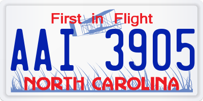 NC license plate AAI3905