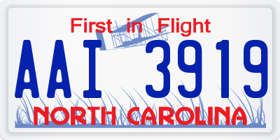 NC license plate AAI3919