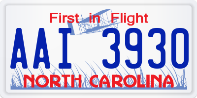 NC license plate AAI3930