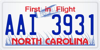 NC license plate AAI3931
