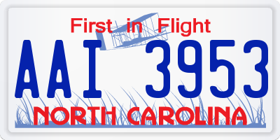 NC license plate AAI3953