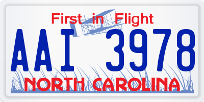 NC license plate AAI3978