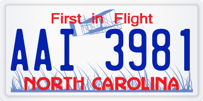 NC license plate AAI3981