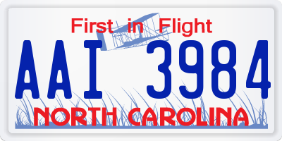 NC license plate AAI3984