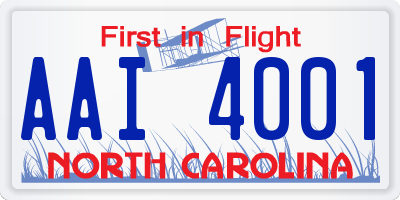 NC license plate AAI4001