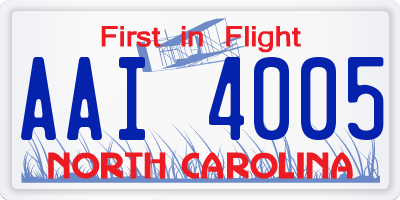 NC license plate AAI4005