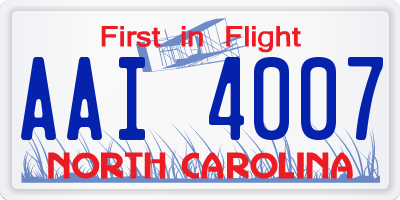 NC license plate AAI4007