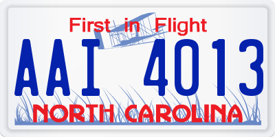 NC license plate AAI4013